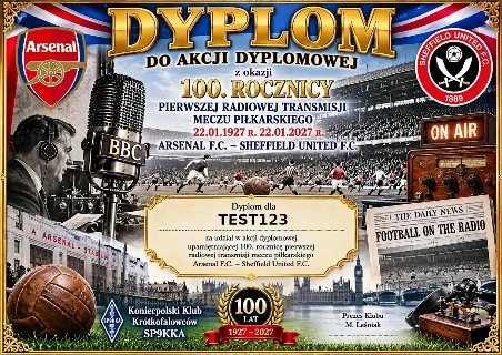 100. rocznica pierwszej radiowej transmisji meczu piłkarskiego Arsenal F.C. – Sheffield United F.C.— SP