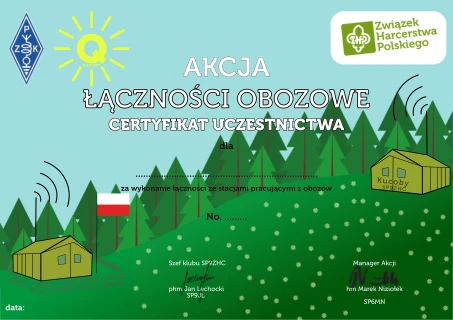 Certyfikat Udziału w AKCJI ŁĄCZNOŚCI OBOZOWE 2025